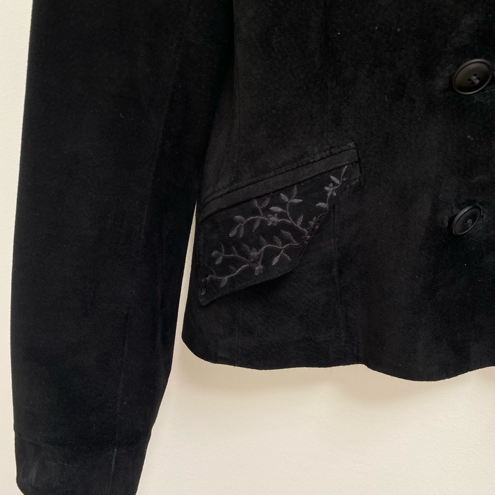 Danier Black Suede Embroidered Women's Blazer Jacket - Picture 5 of 13